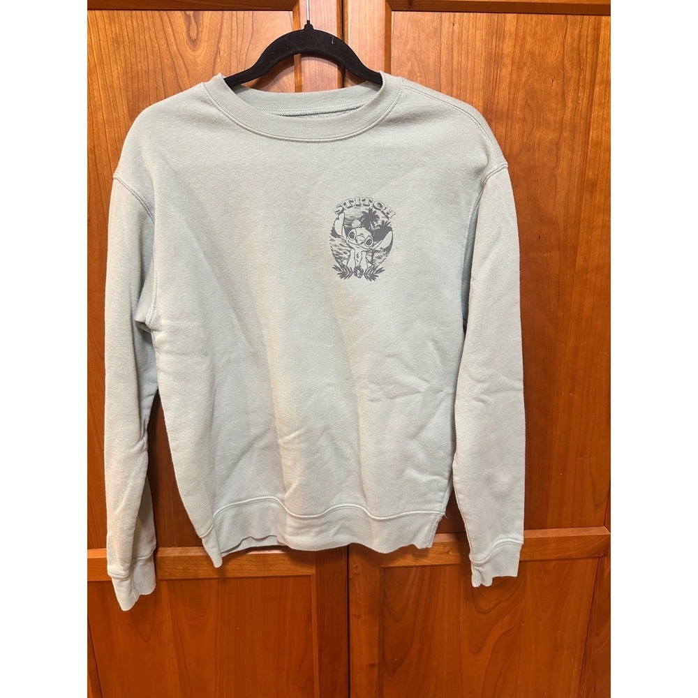 Disney Stitch Sweatshirt Womens XS Sage Green Graphic Pullover Lilo & Stitch